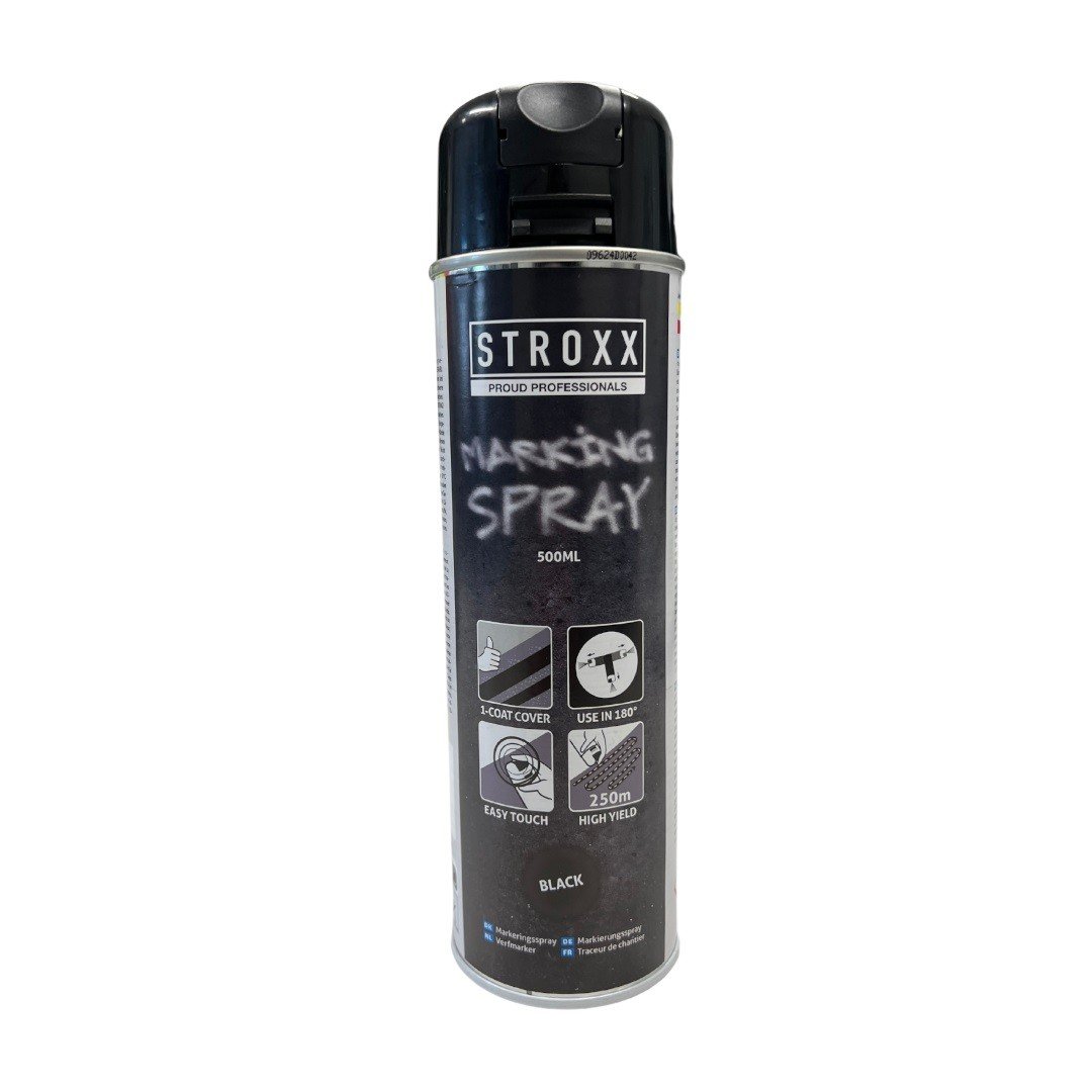 Vopsea spray STROXX pentru marcaj, culoare negru, capacitate 500 mililitri