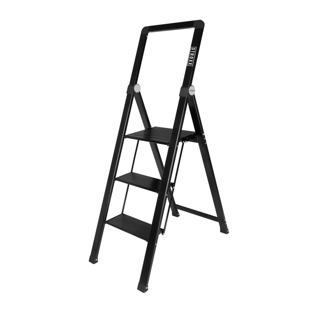 Scara pliabila STROXX, aluminiu, 3 trepte, neagra