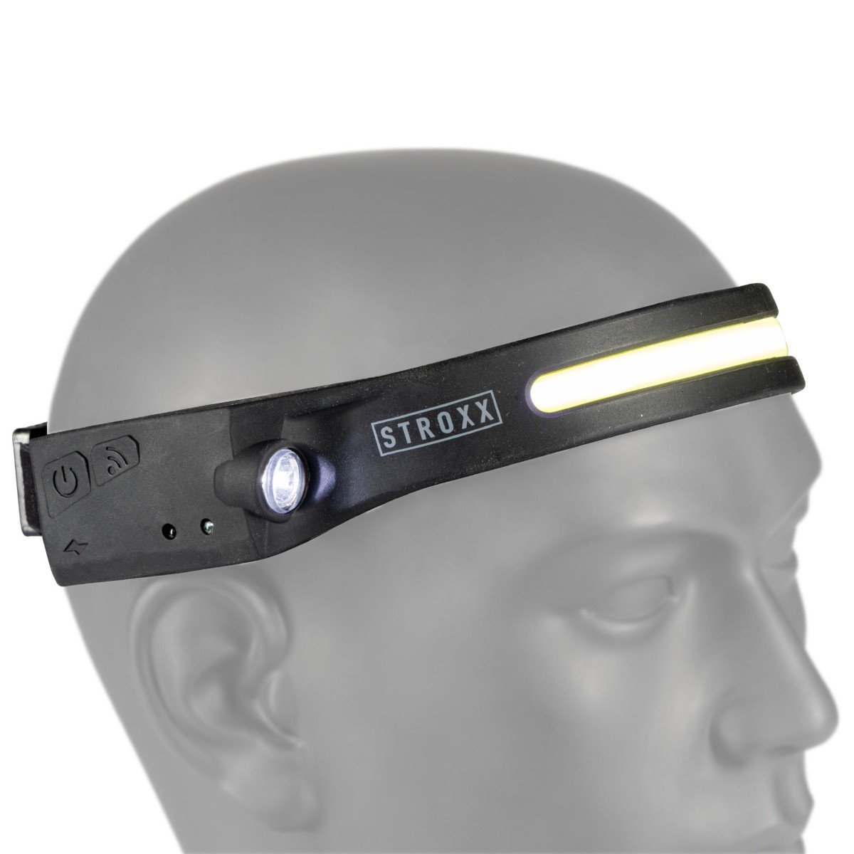 Lanterna de cap STROXX, doua surse de iluminare led 5W + 3W, 300 lumeni, intensitate reglabila, senzor pornire/oprire