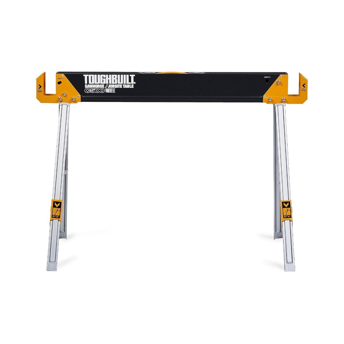 Set banc de lucru ToughBuilt TB-C550-2, format din 2 capre pliabile, din otel galvanizat, sarcina max 990 kg, portabile