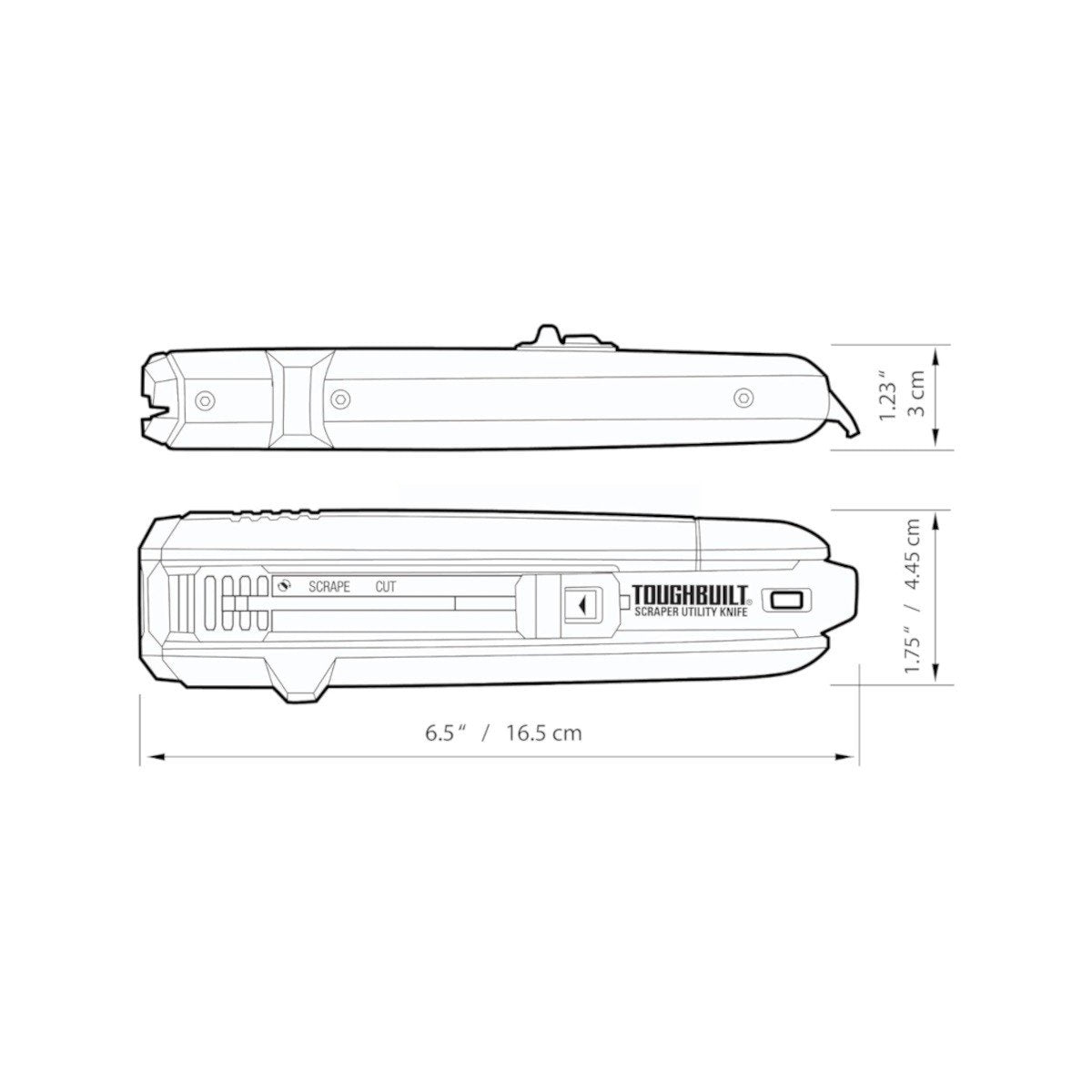 Cutter profesional ToughBuilt TB-H4S5-01, functie racleta geamuri si alte suprafete, schimbare facila functii, 5 lame, metalica