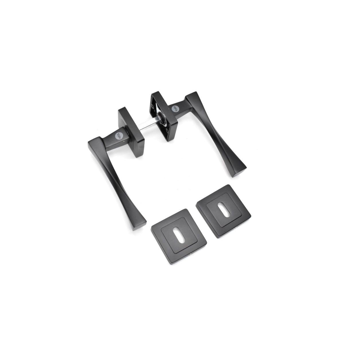 Maner usa interior cu rozeta patrata pentru cheie Yale Verona, aluminiu, negru mat