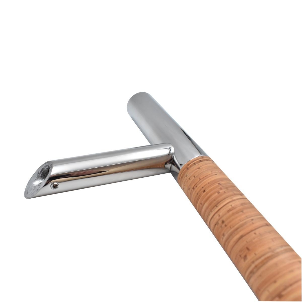 Maner spatial o singura parte, blaugelb inox lucios, insertie mesteacan, 800 mm, asezare 45 de grade, fara accesorii de prindere