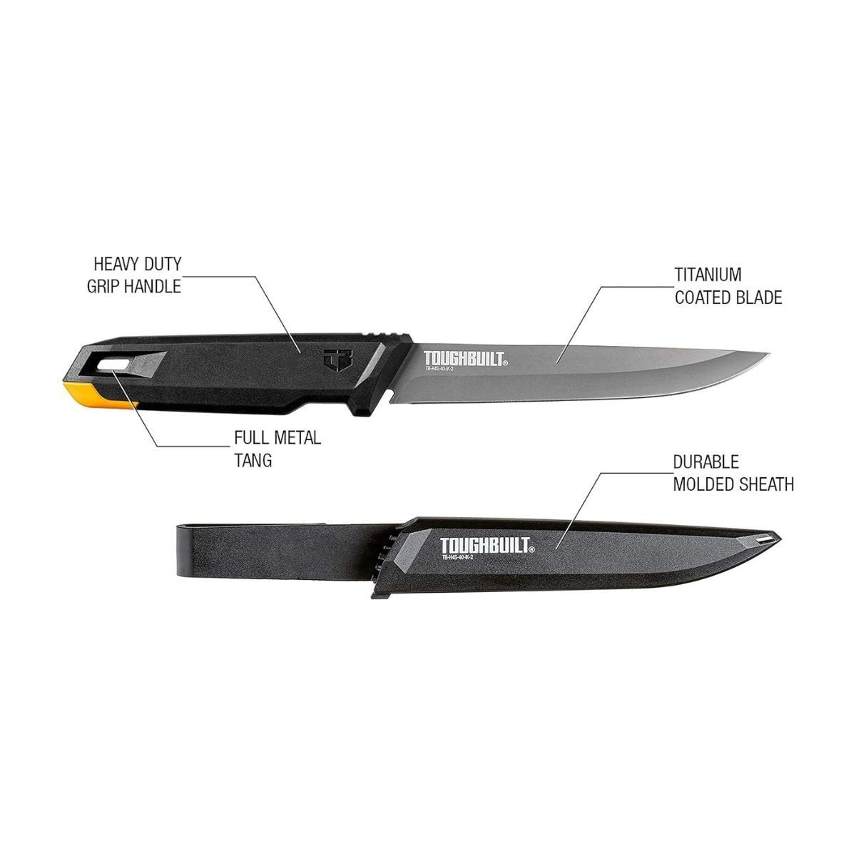 Cutit profesional cu teaca ToughBuilt Insulation TB-H4S-40-IK-2, lama 15 cm din inox acoperit cu titan, culoare negru