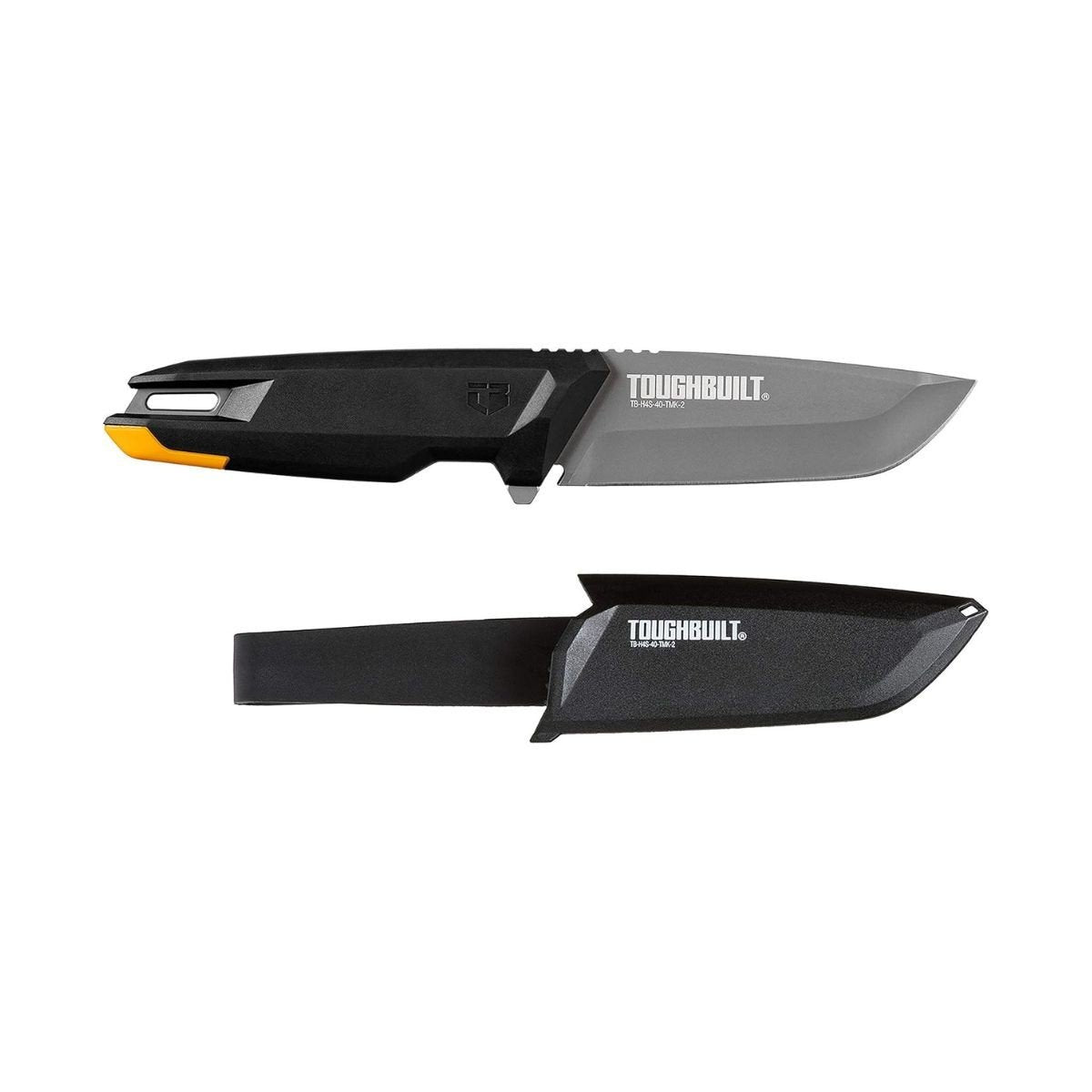 Cutit profesional ToughBuilt Tradesman TB-H4S-40-TMK-2, lama 10 cm din inox acoperita cu titan, teaca inclusa, culoare negru