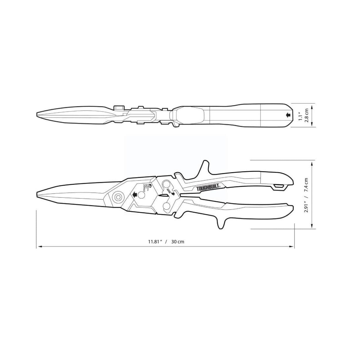 Foarfeca tabla Toughbuilt TB-H4-60-SL pentru taieri lungi si drepte