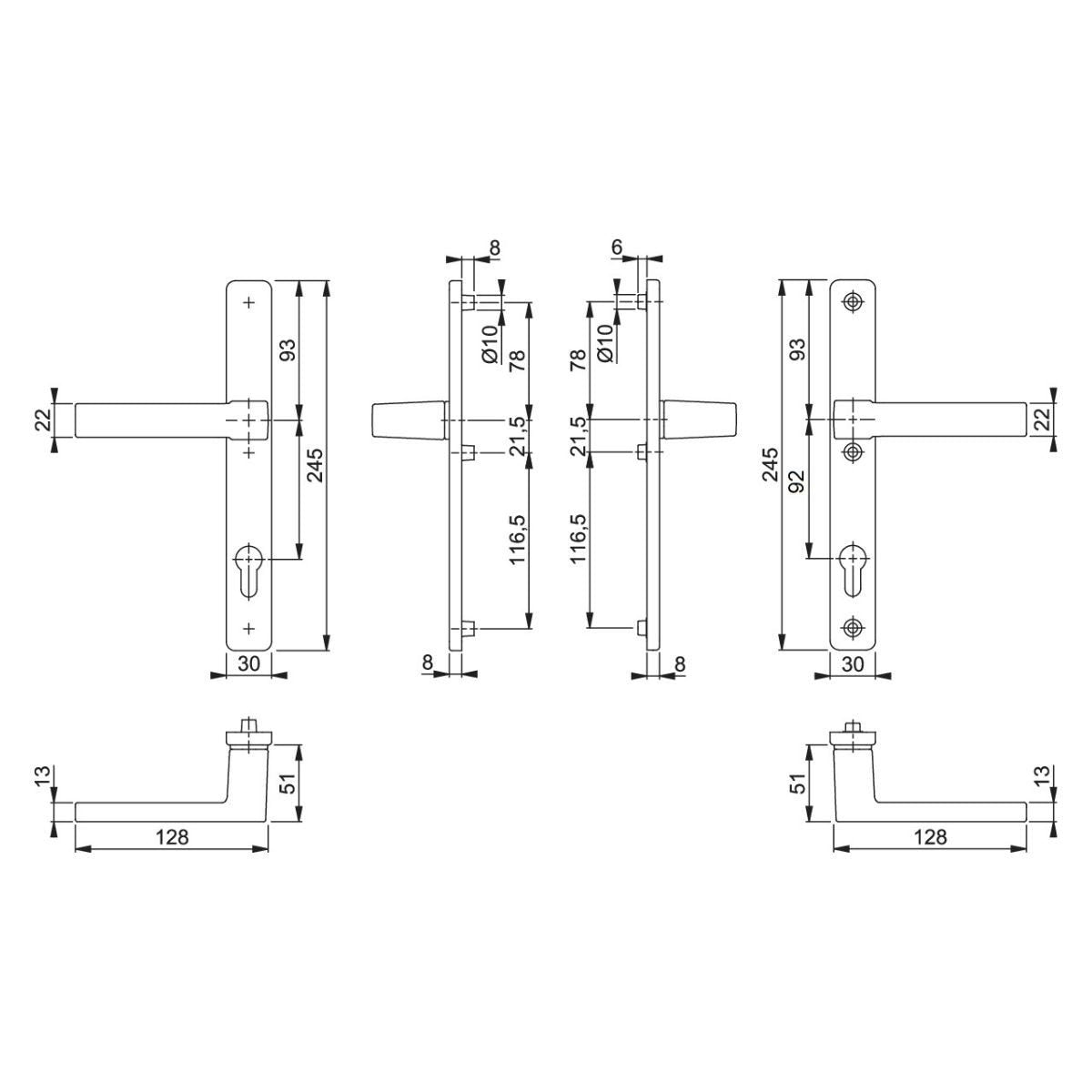Maner usa termopan, Hoppe Austin, 92 x 30 mm, aluminiu, culoare titan F9