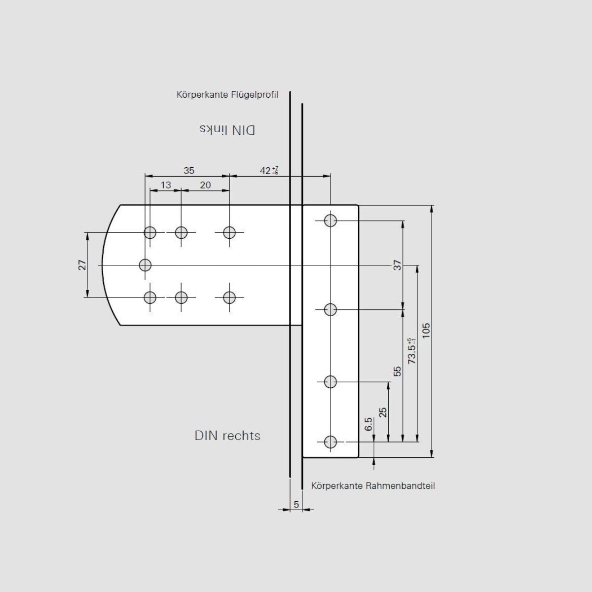 Balama usa termopan Roto, PS27, 17-20.5 mm, max. 120 kg, culoare argintiu R01.1