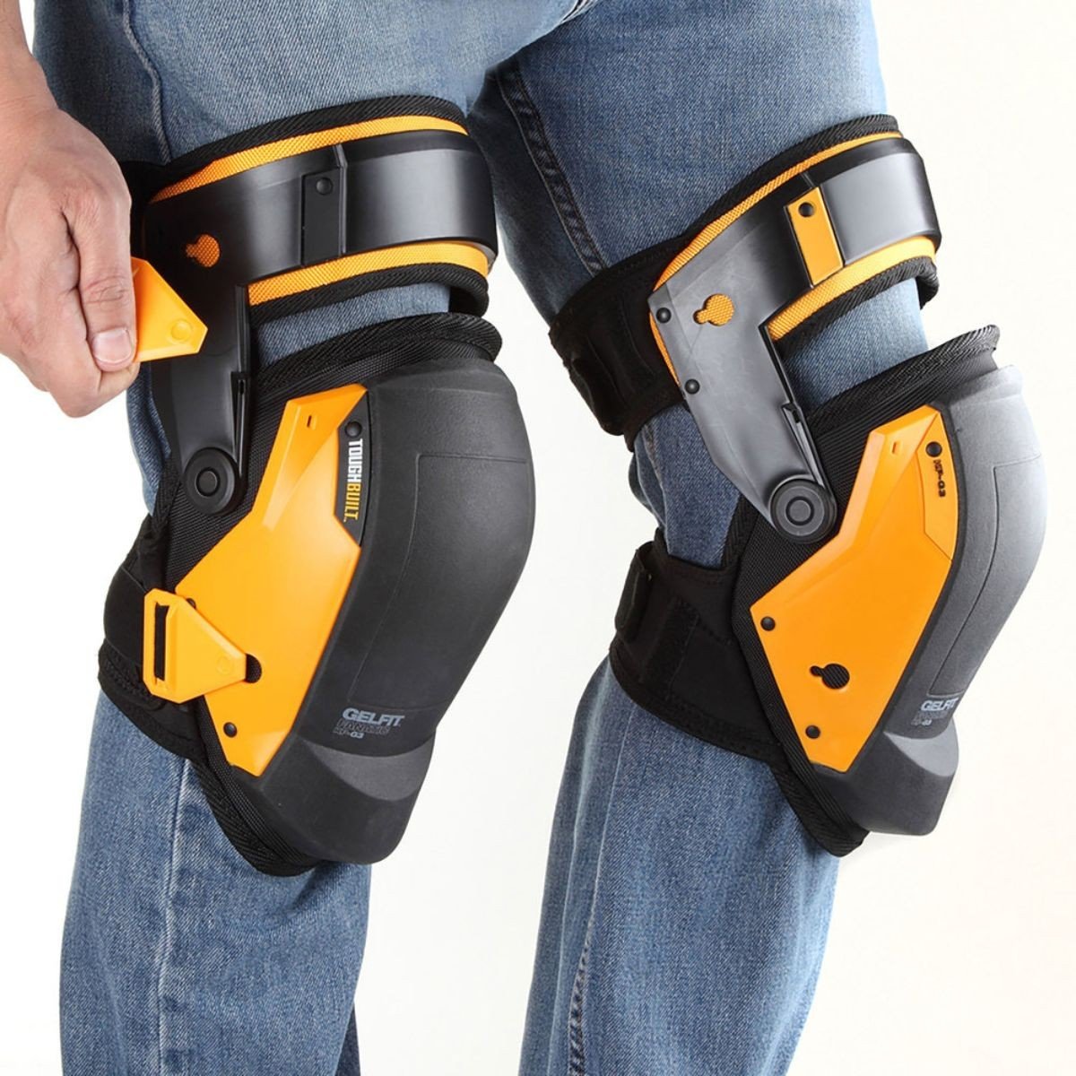 Set genunchiere 2 piese ToughBuilt GelFit Fanatic TB-KP-G3, stabilizator coapsa, reglabile, culoare negru