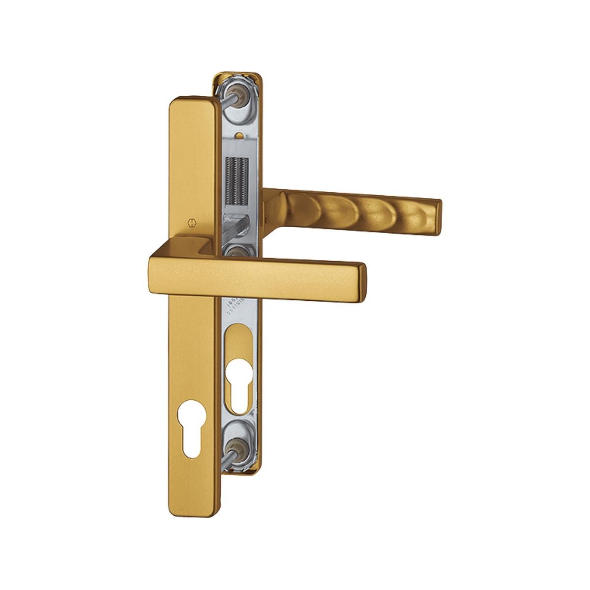 Maner usa termopan, Hoppe Toulon, exterior, 92 x 30 mm, material aluminiu, culoare bronz F4