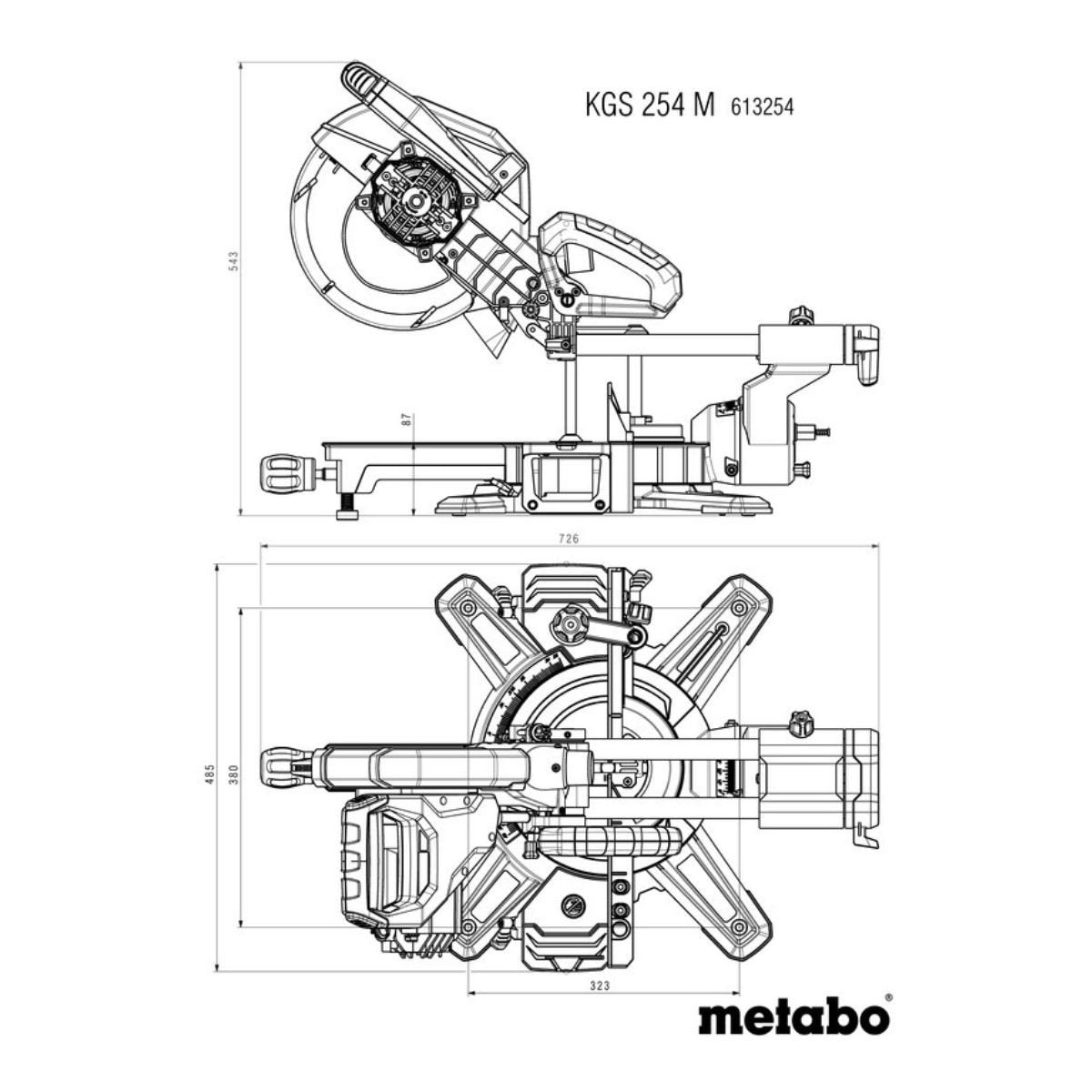 Fierastrau circular stationar cu sanie Metabo KGS 254 M Set, 2 panze circular, debitare inclinata, 4500 rot/min, 220 V