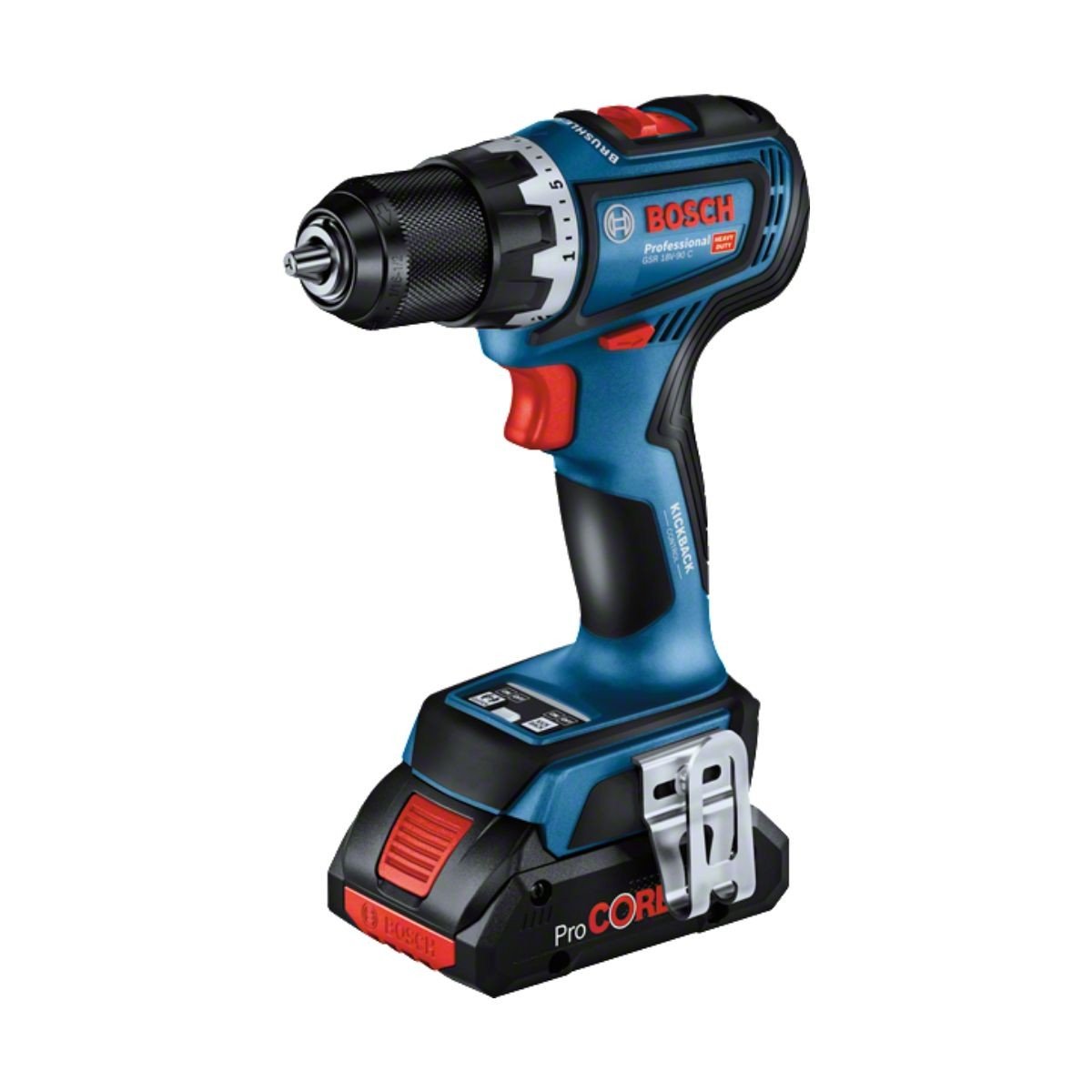 Masina de gaurit si insurubat Bosch Professional GSR 18V-90 C, motor fara perii, 2 acumulatori, incarcator, valiza (06019K6004)