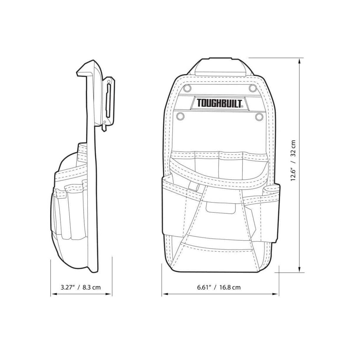 Borseta pentru accesorii ToughBuilt Technician Pouch TB-CT-22, sistem ClipTech, negru