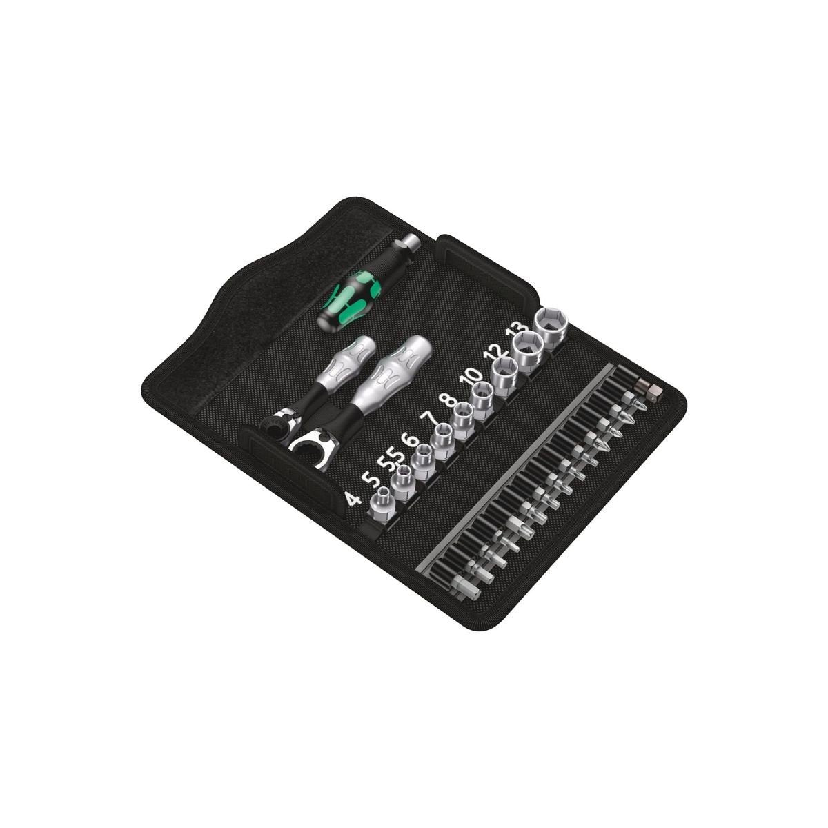 Set scule 27 piese Wera Kraftform Kompakt Zyklop Mini2, chei clichet, maner surubelnita, adaptor, biti, 05135918001
