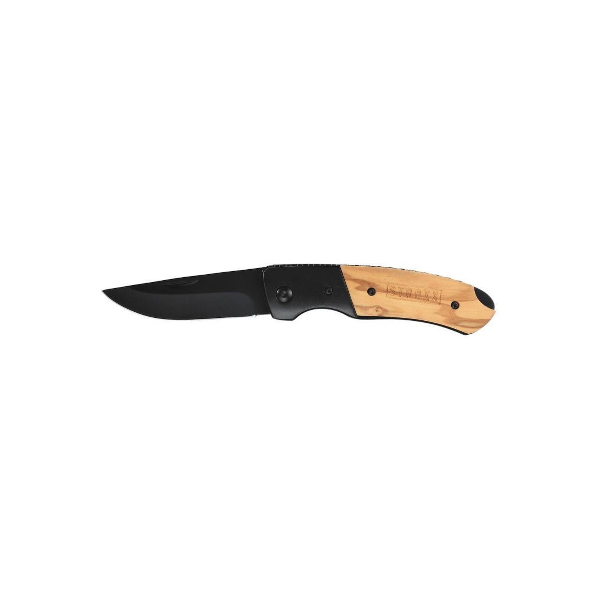 Briceag STROXX 102-515, lungime lama 11 cm, maner din lemn, finisaj titan negru