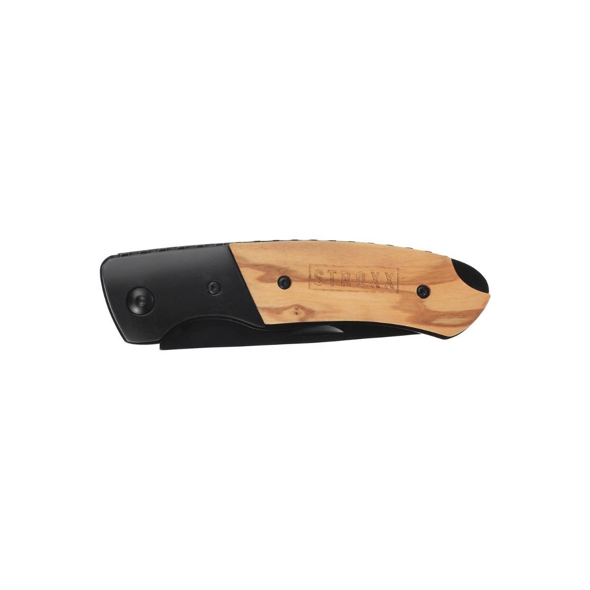 Briceag STROXX 102-515, lungime lama 11 cm, maner din lemn, finisaj titan negru