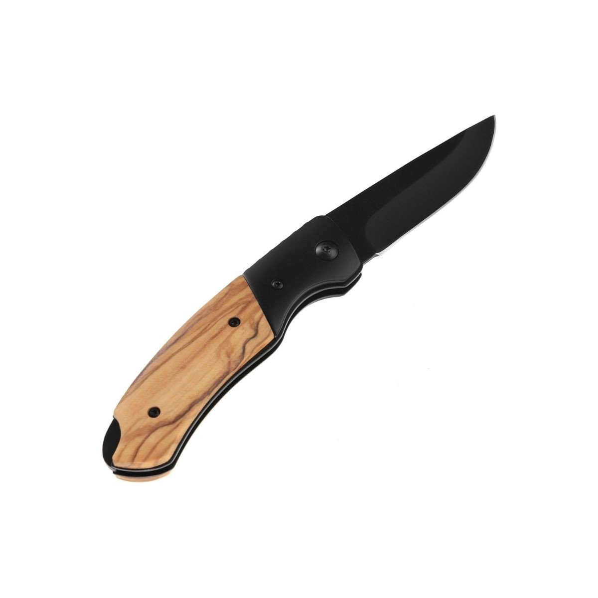 Briceag STROXX 102-515, lungime lama 11 cm, maner din lemn, finisaj titan negru