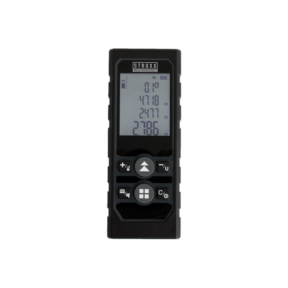 Telemetru laser marca STROXX 102-502, domeniu de masurare 0.05-100m, husa, baterii incluse