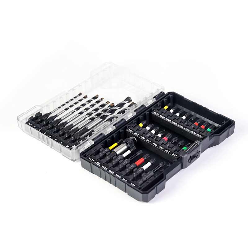Set STROXX de burghie și biți Impact, 31 piese, cu portbit cu schimbare rapida