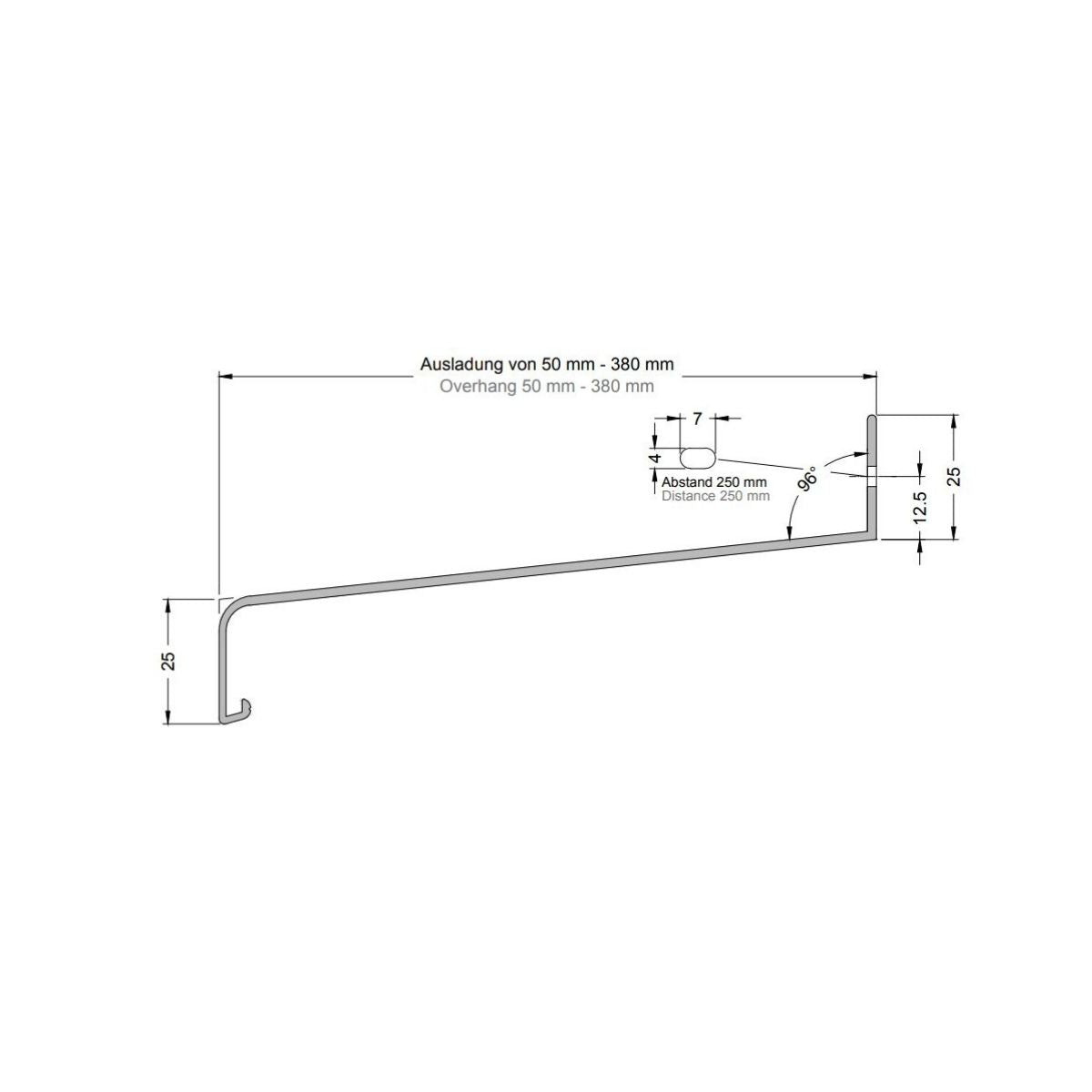 Pervaz geam exterior aluminiu Gutmann GS 25, latime 240 mm, culoare argintiu EV1