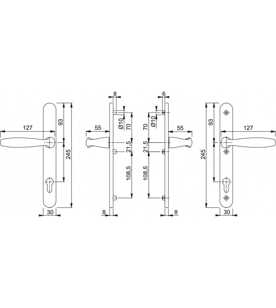 7480 - Maner usa termopan, Hoppe New York, exterior, 92 x 30 mm, material aluminiu, cul
