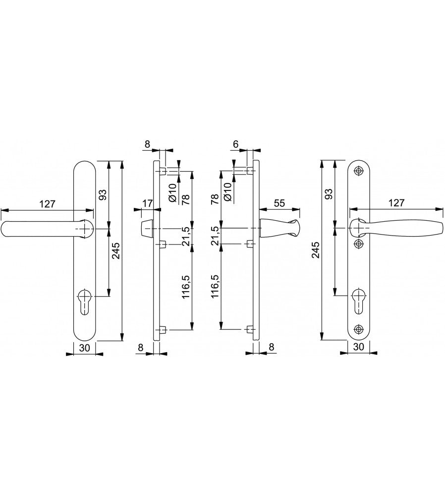 9874 - Maner usa termopan, Hoppe New York, exterior, asimetric, 92 x 30 mm, material al