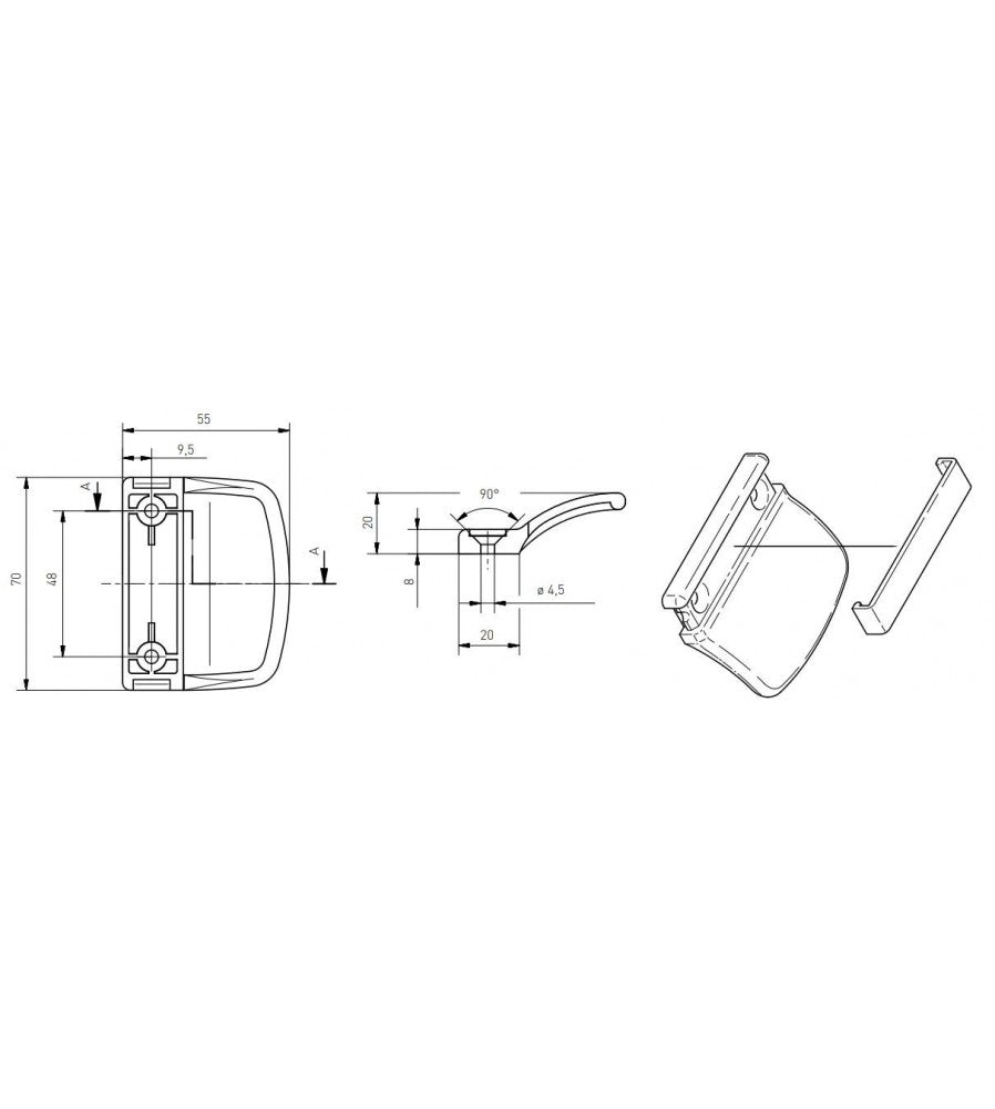 6214 - Maner usa tip scoica, tragator, Medos, din PVC, culoare antracit