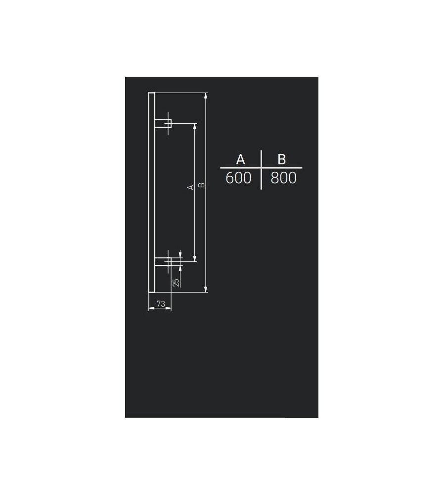 8713 - Maner spatial pe o singura parte, Medos, material inox mat, rectangular, L 800 m