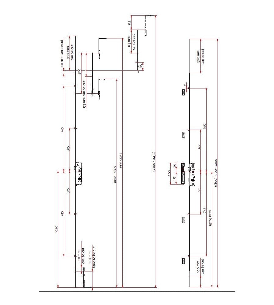 5915 - Broasca inchidere multipunct cu 4 role, ARX, dornmass 35 mm, interax 92 mm, plac