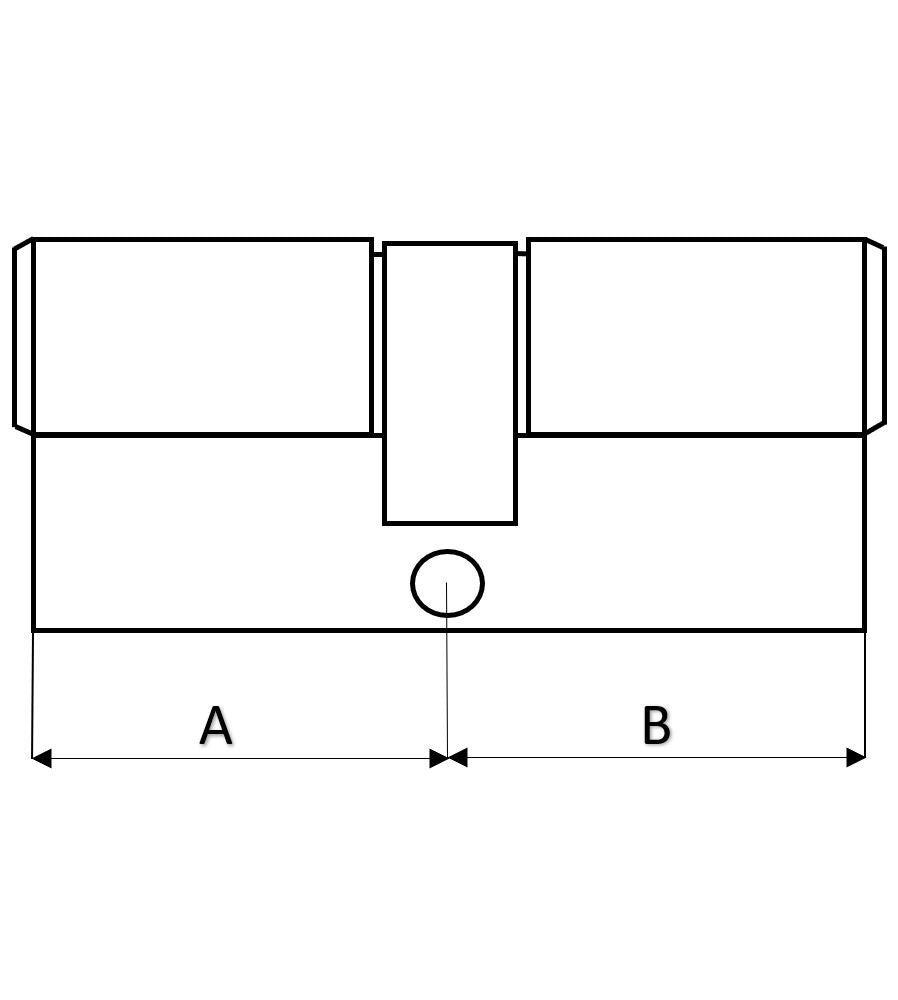 9315 - Butuc usa, cilindru, Yale, dimensiune 40 x 45, din alama, finisaj nichel lucios,