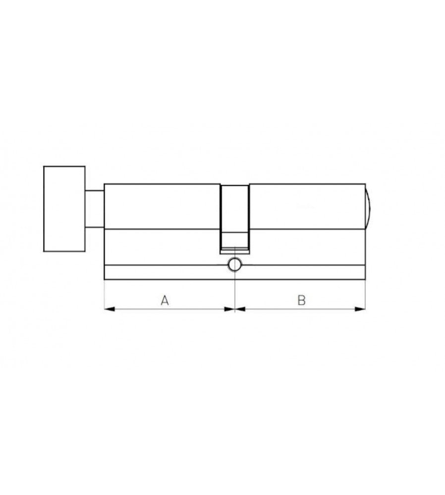 10923 - Butuc usa, cilindru, Yale, dimensiune 50 x 55, din alama, cu buton oval pe 50 mm