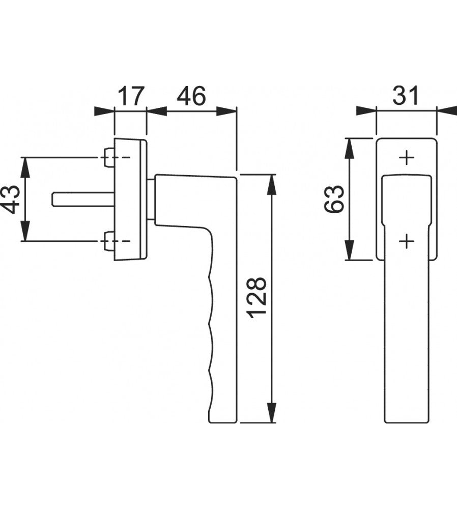 9259 - Maner geam termopan, Hoppe Toulon, aluminiu, functie SecuForte, patrat variabil 