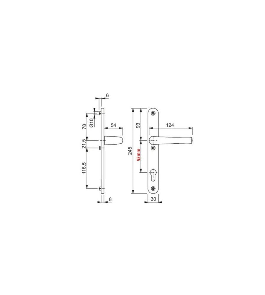 5482 - Maner usa termopan, Hoppe Lima, exterior, 92 x 30 mm, material aluminiu, culoare