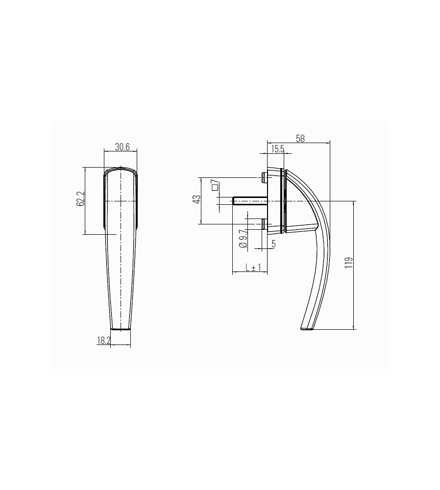 6249 - Maner geam termopan, Roto Swing, aluminiu, functie Secustik, patrat 7/43 mm, cul