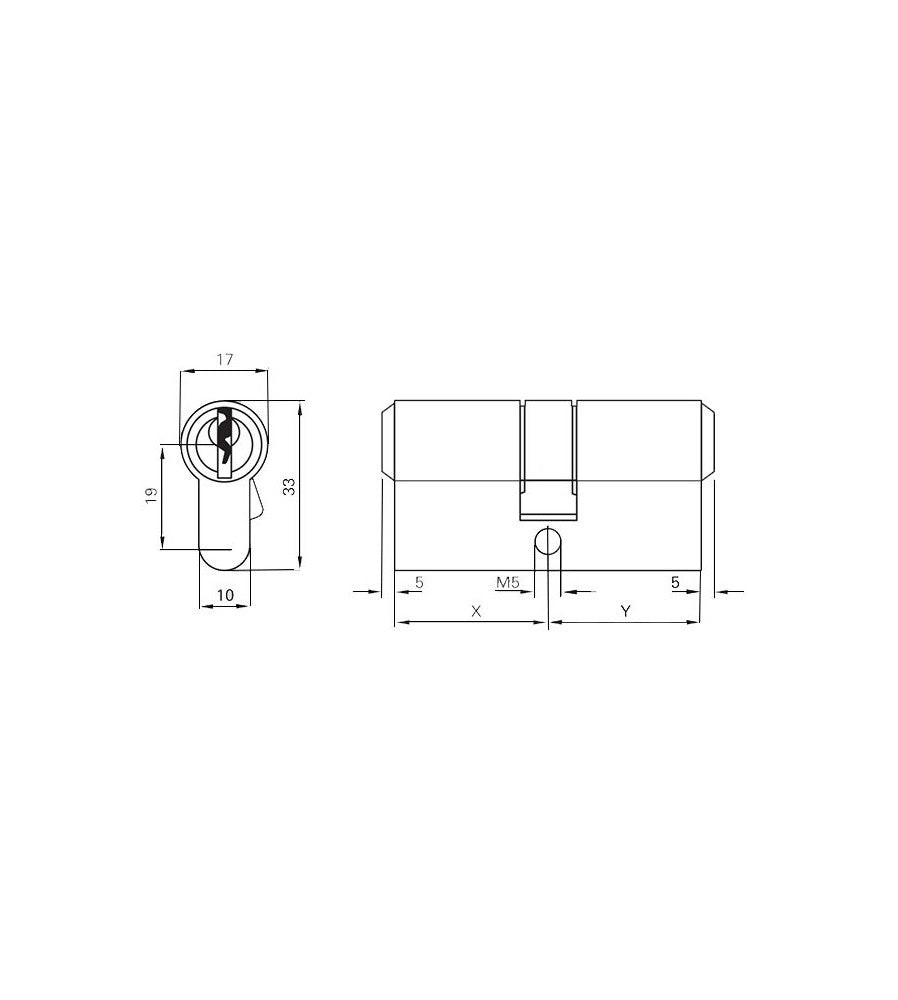 5475 - Butuc usa, cilindru, Roto Doorplus, dimensiune 45 x 45 mm, din alama, finisaj ni