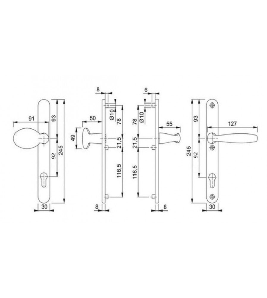 5698 - Maner usa termopan Hoppe New York, exterior, 92 x 30 mm, buton fix, material alu