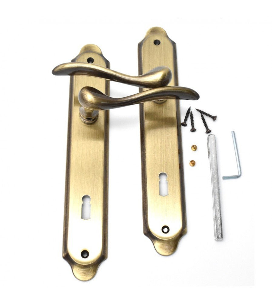 11975 - Maner usi interior, Tolosa, cu placa pentru cheie, interax 90 mm, culoare Bronz 