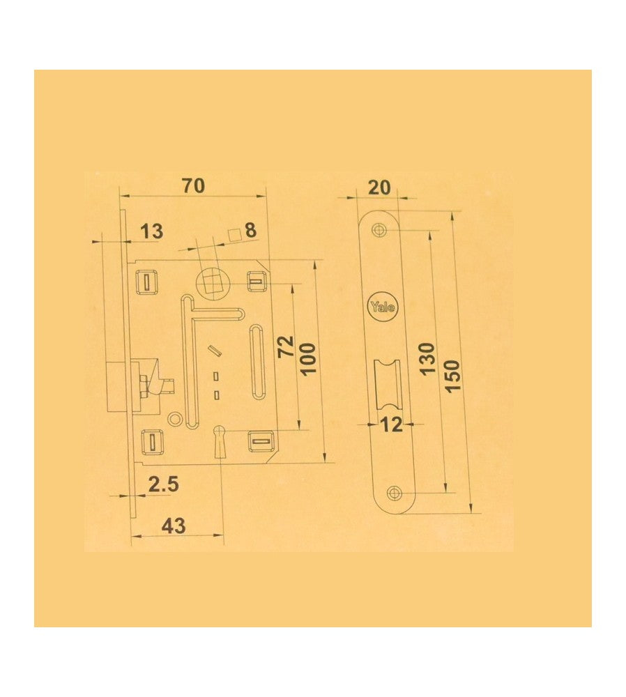 12565 - Broasca ingropata pentru usi de interior din lemn Yale dornmass 43 mm, interax 7