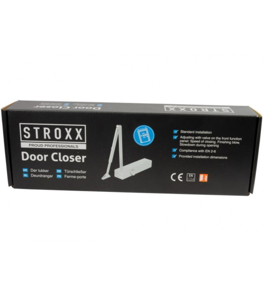 12676 - Amortizor usa hidraulic cu brat, STROXX, greutate usa 40-120 kg, culoare arginti