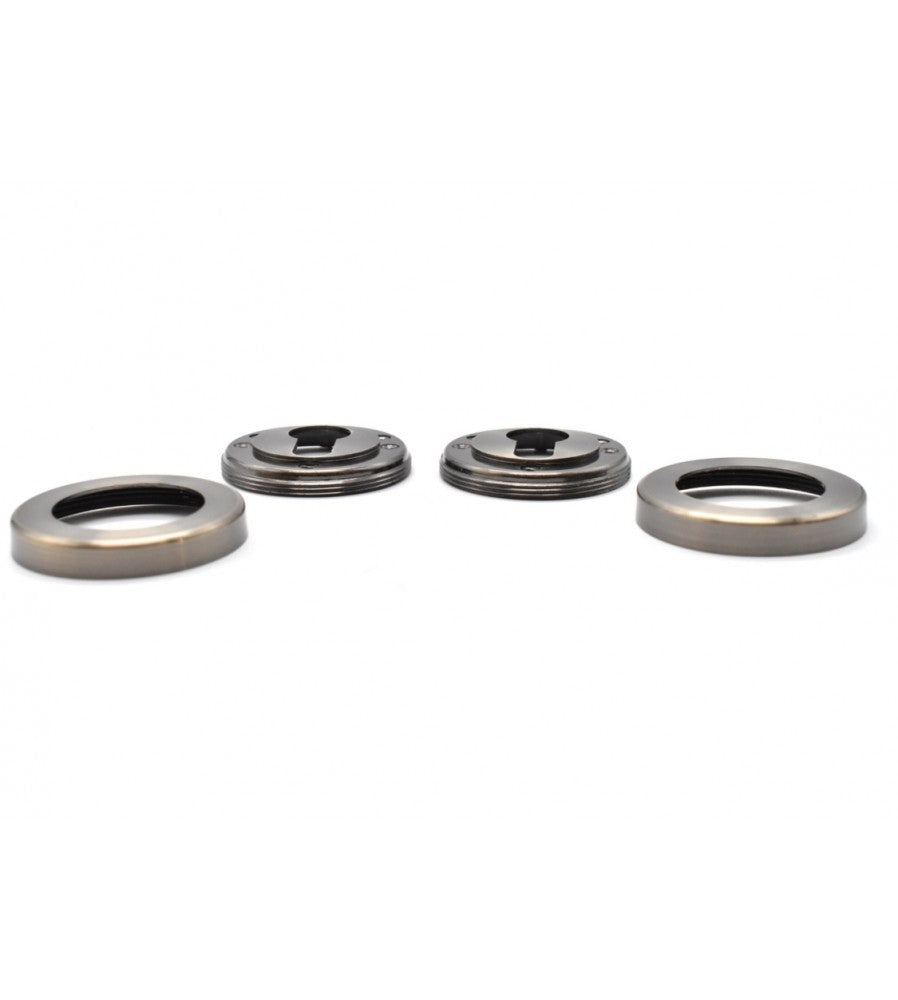 12598 - Set rozete din aluminiu Yale, cu orificiu pentru cilindru, diametru 54 mm, finis