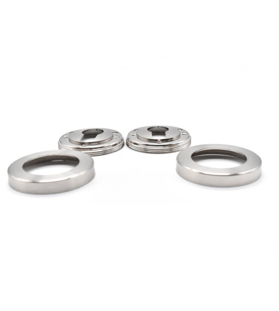 12599 - Set rozete din aluminiu Yale, cu orificiu pentru cilindru, diametru 54 mm, finis