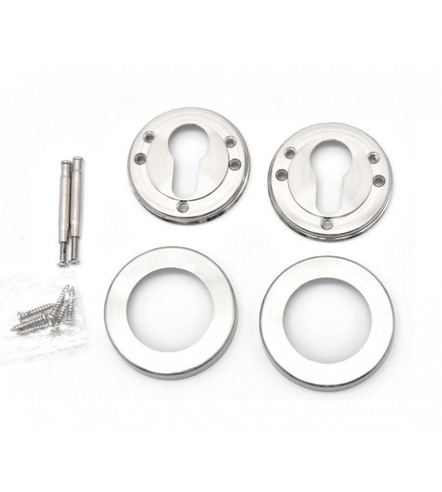 12599 - Set rozete din aluminiu Yale, cu orificiu pentru cilindru, diametru 54 mm, finis