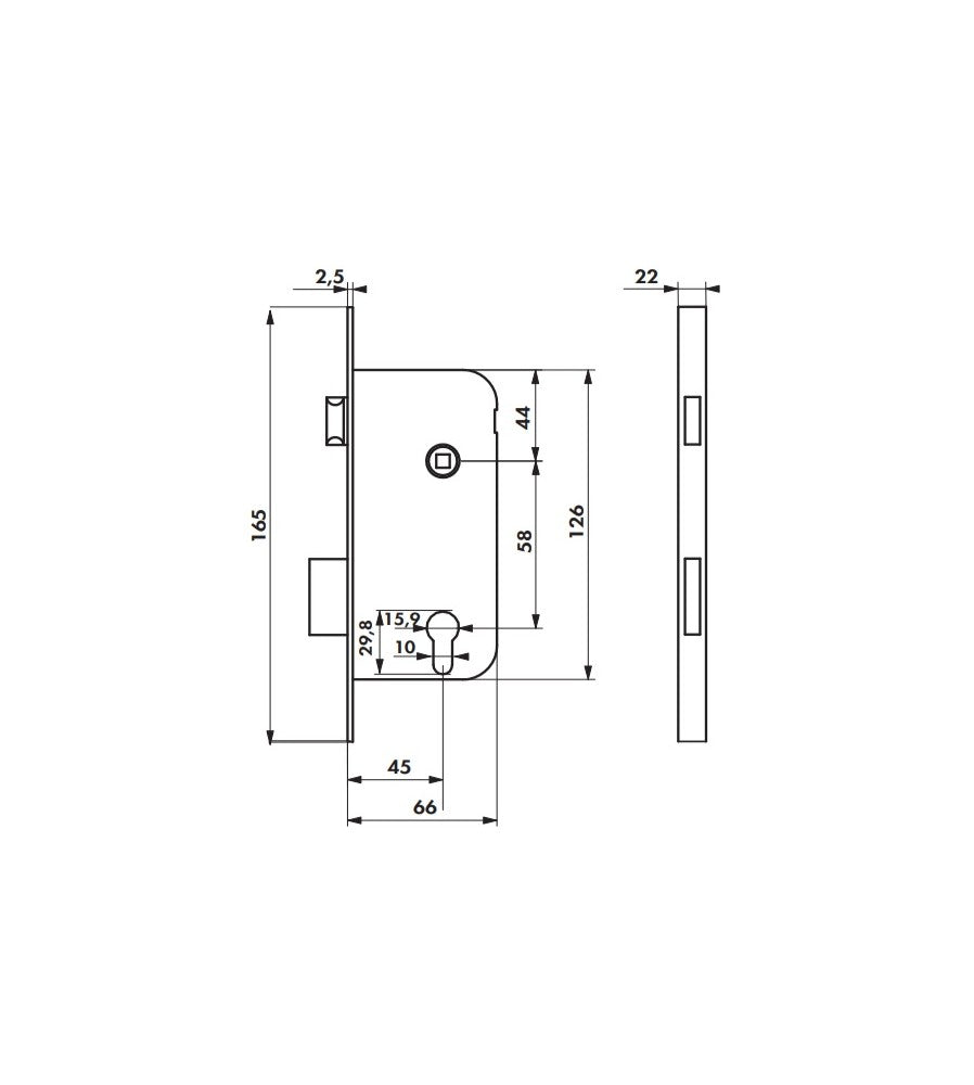12977 - Broasca ingropata Thirard pentru usa din lemn, compatibil cu butuc cama redusa, 