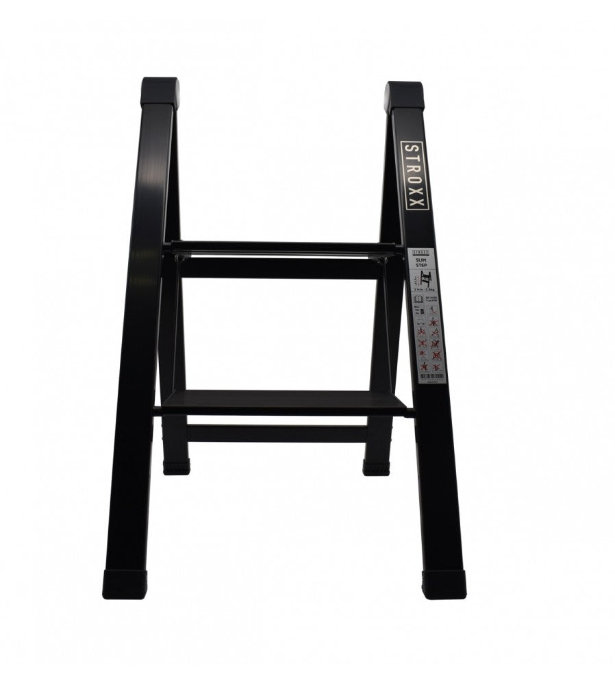 13668 - Scara pliabila din aluminiu STROXX cu doua trepte neagra