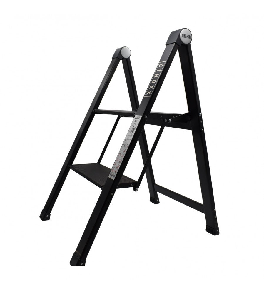 13668 - Scara pliabila din aluminiu STROXX cu doua trepte neagra