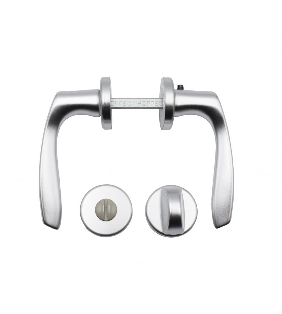7121 - Maner usa interior, Hoppe Milano, cu rozeta pentru WC, material aluminiu, culoar
