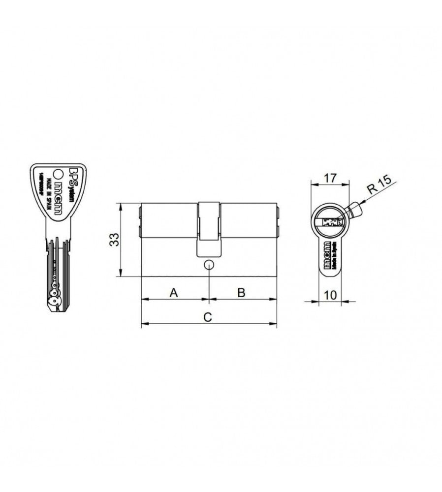 14851 - Cilindru de siguranta, mcm BPS 45x65, cu protectie la lovire, antigaurire, carte