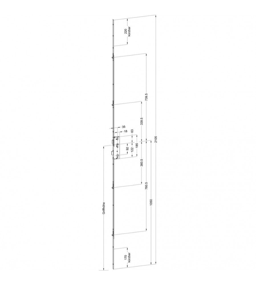 4337 - Broasca inchidere multipunct cu 4 puncte tip rola, Winkhaus, dornmass 35 mm, int