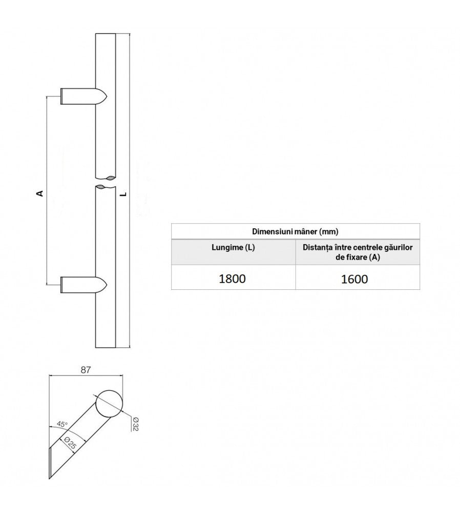 18016 - Element capat pervaz aluminiu Gutmann BF 2506-Z dreapta, antracit mat RAL7016M, 