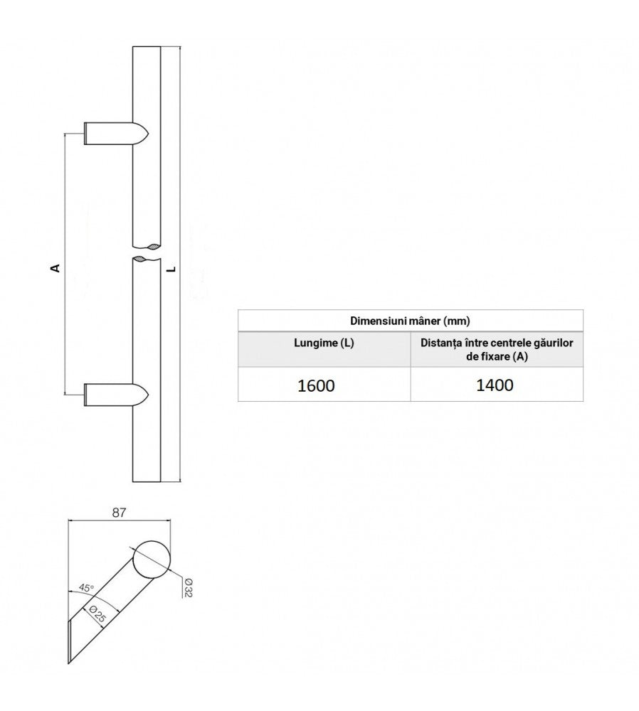 18009 - Element capat pervaz aluminiu Gutmann BF 2506-Z stanga, antracit mat RAL7016M, p